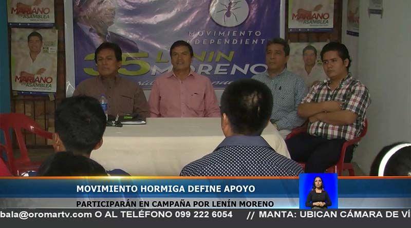Movimiento Hormiga apoyará a Lenín Moreno