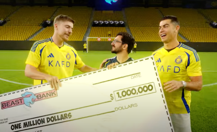 Cristiano Ronaldo pierde reto de un millón de dólares con Mrbeast