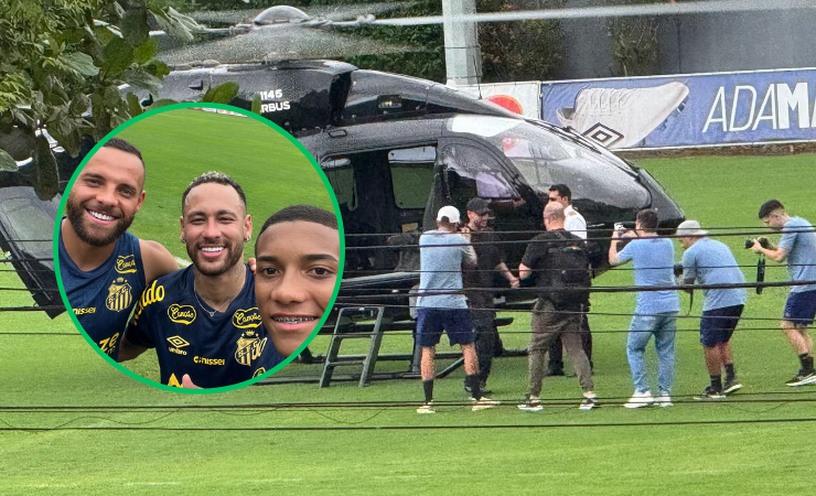 Imagen de la noticia: (VIDEO) Neymar llegó en helicóptero a su primer entrenamiento con Santos