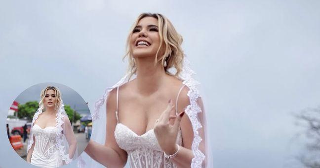 Imagen de la noticia: Carolina Jaume sorprendió al votar vestida de novia: entre alfombra roja y lanzamiento de ramo
