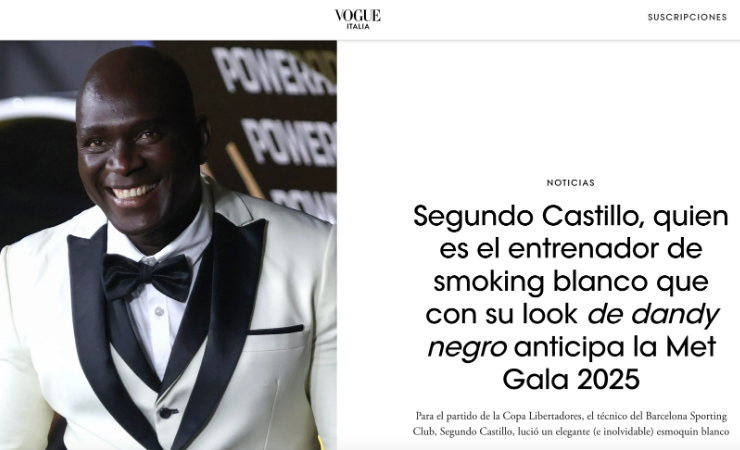 El atuendo de Segundo Castillo fue destacado en la reconocida revista de moda Vogue
