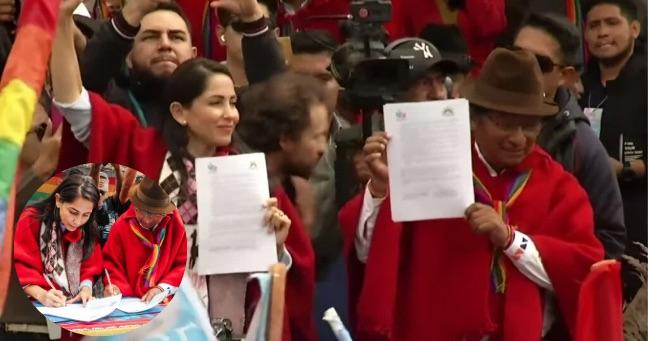 Imagen de la noticia: Luisa González firma con Pachakutik mientras crece división entre dirigentes indígenas