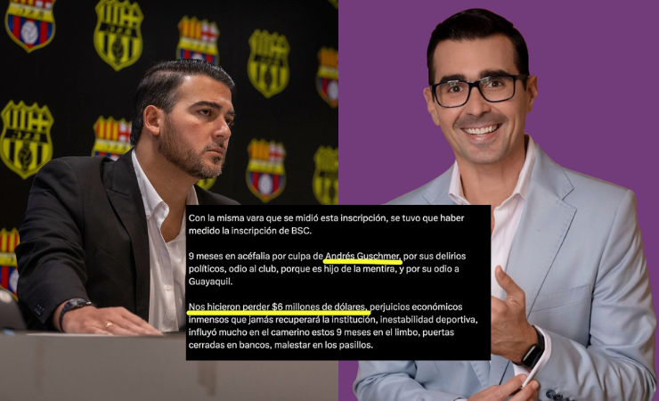 Imagen de la noticia: Presidente de Barcelona SC explota contra exministro Andrés Guschmer y denuncia persecución al club: “Nos hicieron perder $6 millones”