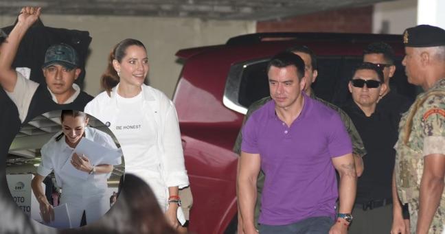Imagen de la noticia: Lavinia Valbonesi vota en Guayaquil junto a Daniel Noboa en medio de fuerte resguardo militar