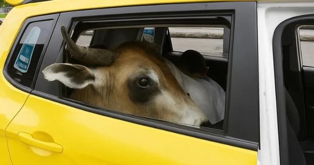 Vaca es transportada en taxi en Quito: video se vuelve viral