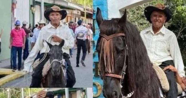 Campesino llega con su caballo criollo y se vuelve viral