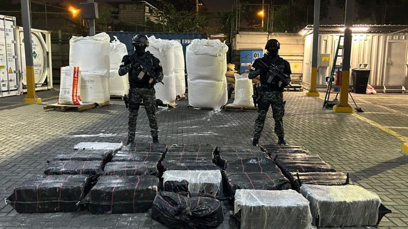 Incautan casi una tonelada de cocaína en contenedor que pasó por Guayaquil con destino a España