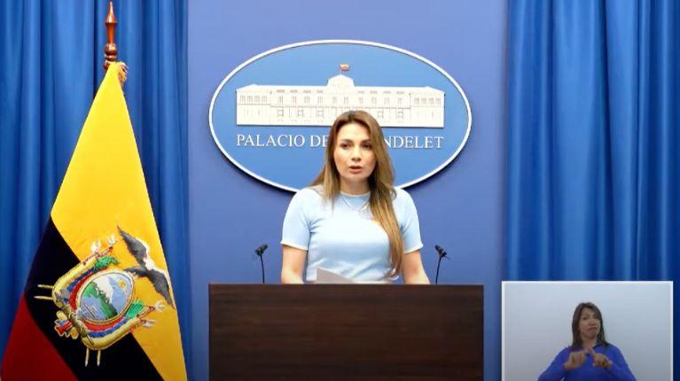 Agenda internacional de Noboa y acciones relacionadas al Registro Civil, los anuncios de la vocera Carolina Jaramillo