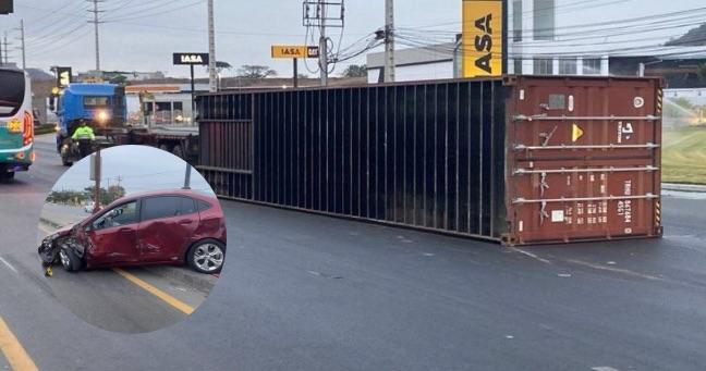 Fuerte accidente de tránsito en Daule, Guayas: un tráiler arrastró a un auto en La Aurora