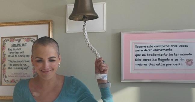 María Teresa Guerrero celebra etapa superada: toca la campana tras su última quimioterapia
