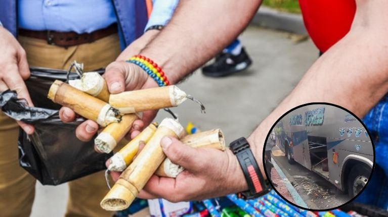 Material pirotécnico explotó dentro de un bus que llevaba pasajeros: todo quedó grabado