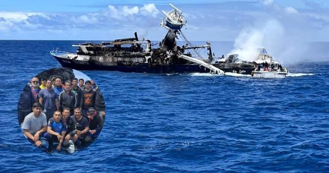 Barco atunero de Manta se incendia y termina hundiéndose