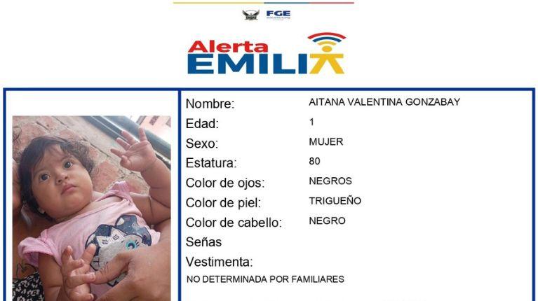 Alerta Emilia activa por desaparición de niña de un año en Ecuador