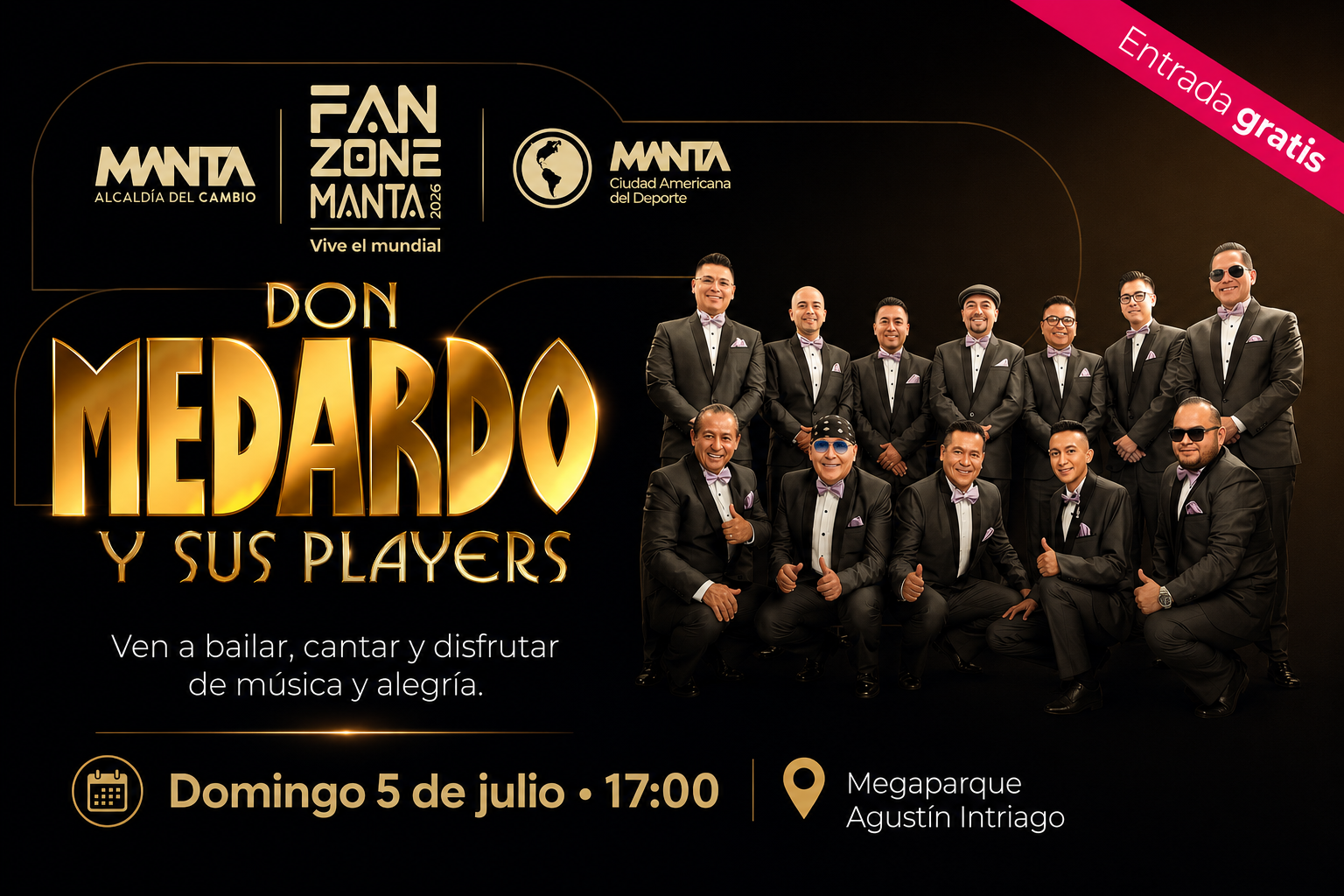 Don Medardo llega a Manta con show gratuito en Fan Zone