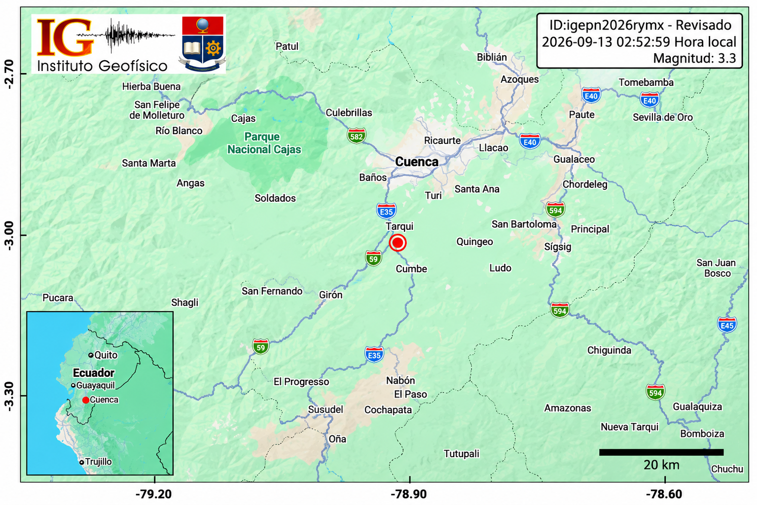 Temblor en Ecuador: movimiento telúrico de magnitud 3,3 se registra este domingo, 13 de septiembre
