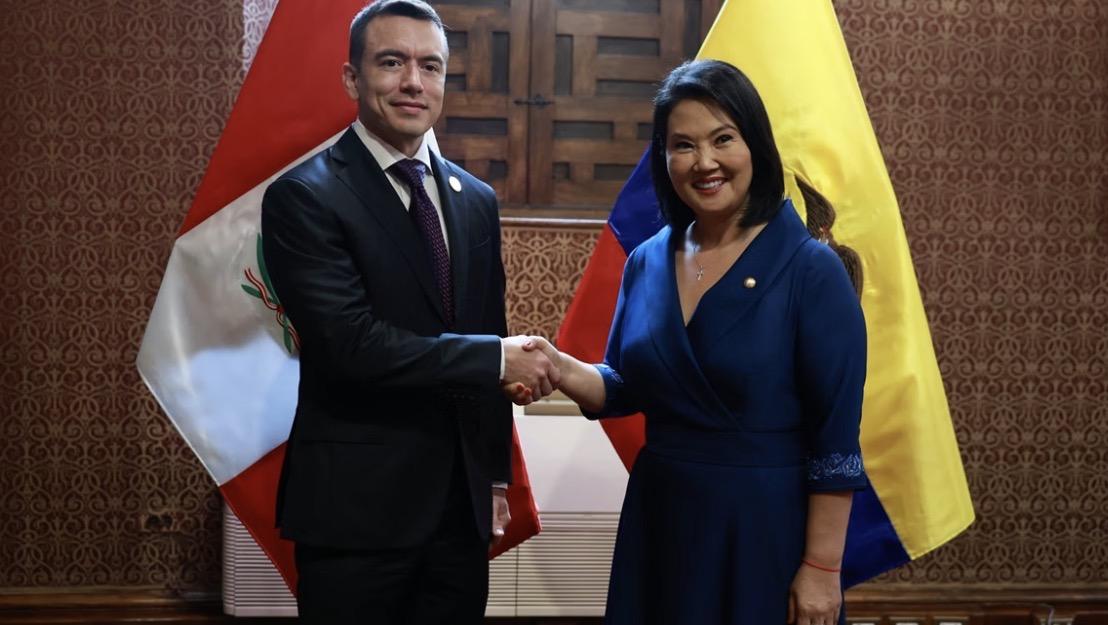 Daniel Noboa viaja a Perú para reunirse con Keiko Fujimori