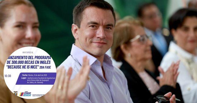 Daniel Noboa presenta programa de becas de inglés «Because He Is Nice»