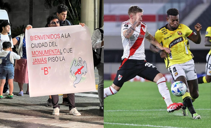 Imagen de la noticia: La indirecta que recibió River en Guayaquil: “Bienvenidos a la ciudad del Monumental que jamás pisó la B”