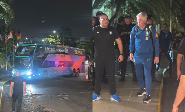 Imagen de la noticia: (VIDEO) Ancelotti, Raphinha, Vinícius y toda la selección de Brasil arribaron a Guayaquil