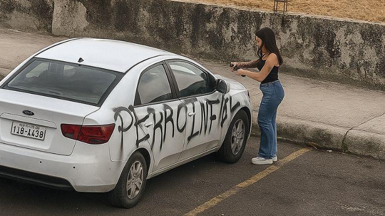 Venganza amorosa: le dejó un claro mensaje escrito con aerosol en el carro