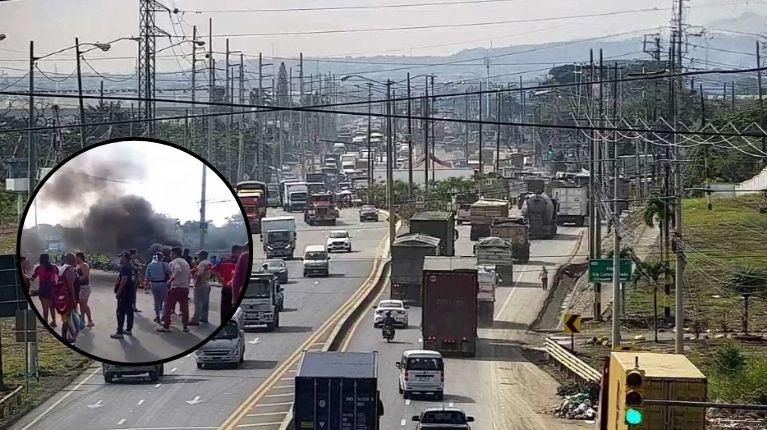 Protestas por la muerte de una niña que fue atropellada en la vía a Daule