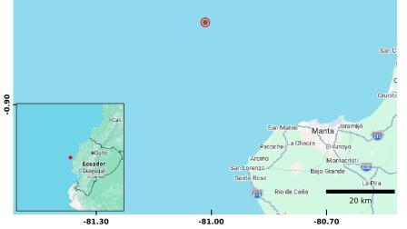 Sismo frente a Manabí: temblor de magnitud 4.0 se registra